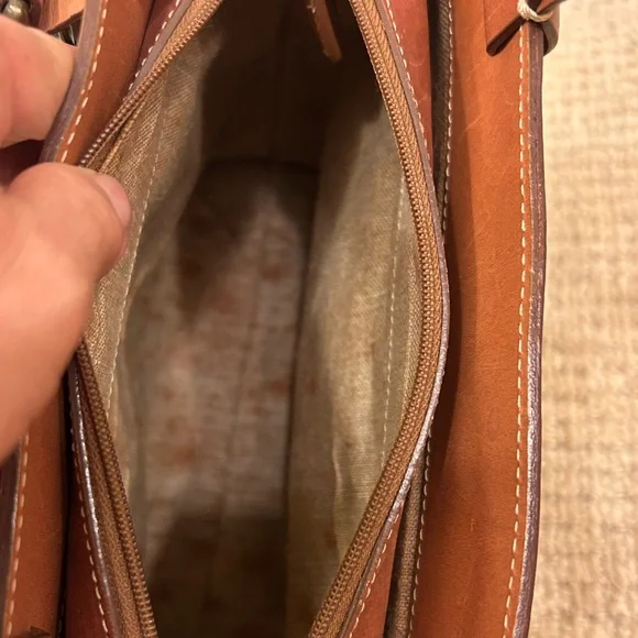 Vintage Dooney & Bourke Brown Leather and Tan woven raffia Women's Bag tote - Picture 13 of 15